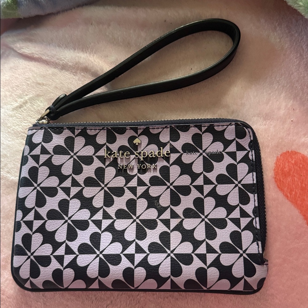 Kate Spade Black and Lavender Floral Wristlet